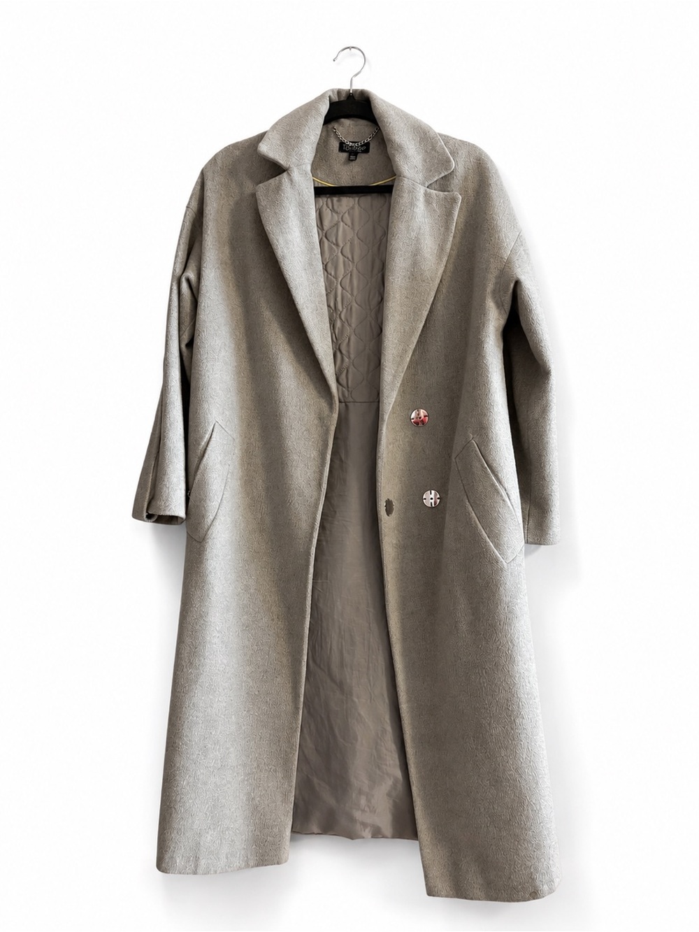 Topshop Light Gray Long Trench Coat